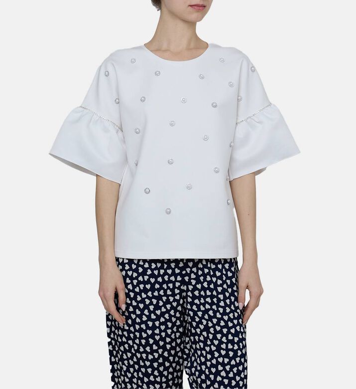 Pearl-embellished T-shirt