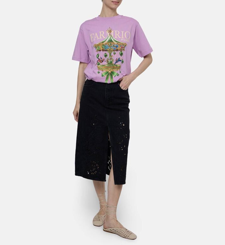 Farm Rio Paris Carousel Printed T-shirt, Model View