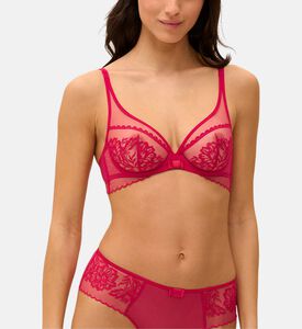 حمالة صدر بياقة عميقة بتطريز أزهار بأسلاك داخلية