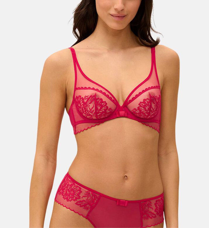 Floral Embroidered Plunging Underwired Bra