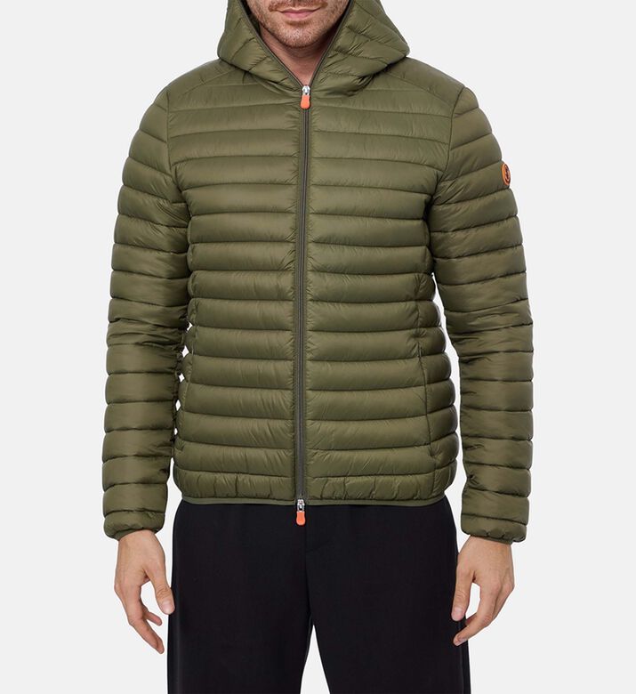 Save the Duck Side Logo Puffer Jacket, Olive, S, Model View