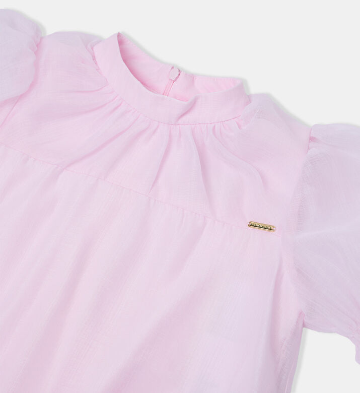 بلوزة بأكمام قصيرة منتفخة