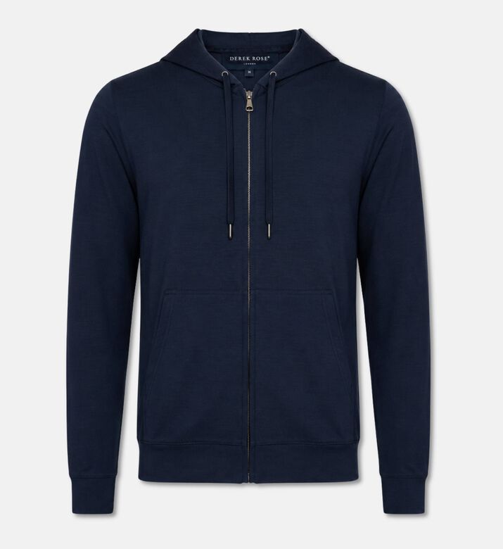 Derek Rose Lightweight Zip Hoodie Top, Packshot View