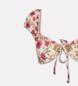 Agua Bendita Ruched Floral Cap Sleeve Bikini Top, Packshot View