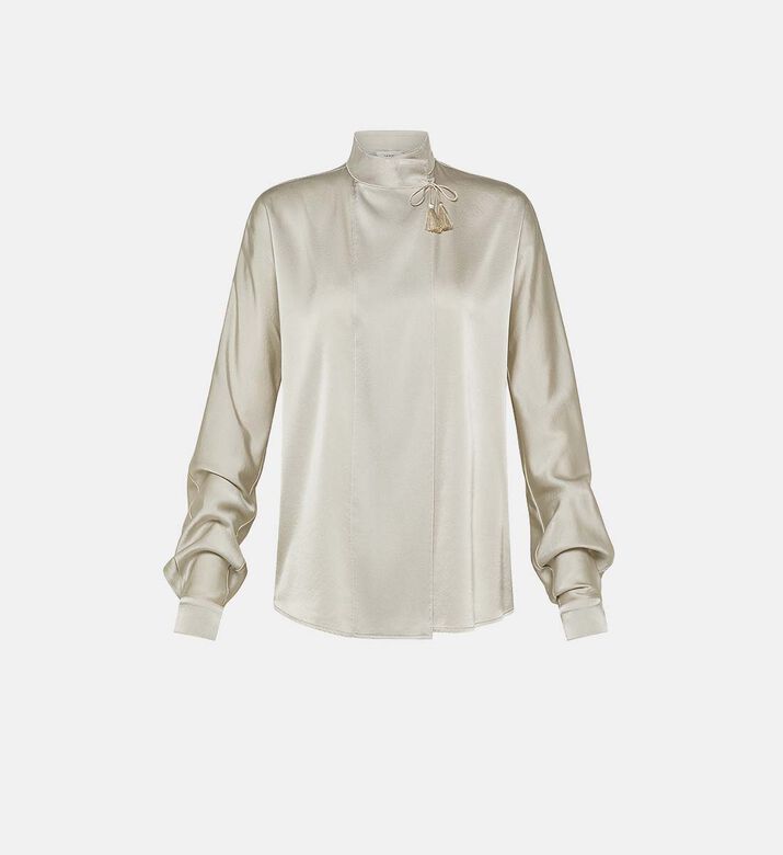 بلوزة كيمونو بطيات ساتان مطاطي