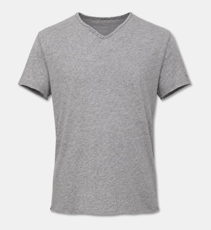 Zadig et Voltaire Monastir Henley-neck Cotton T-shirt, Grey, S, Packshot View