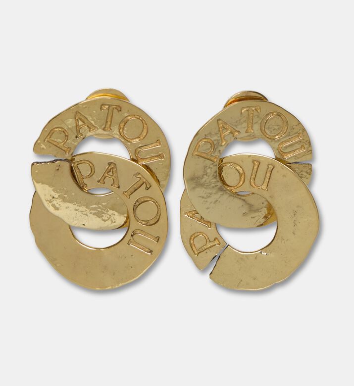 Patou Clip Embossed Logo Earrings, Packshot View