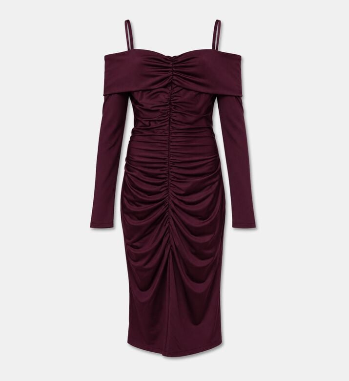 Gaelle Dress Ruched, Red-wine, 46, Packshot View