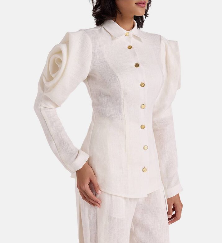 جاكيت قميص تيلدا بأكمام درابيه كتان