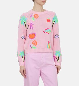 كنزة مطرزة محبوكة مطرزة