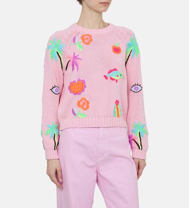 Knit Embroidered Motifs Sweater