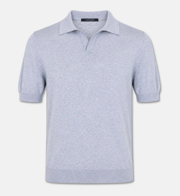 Tagliatore Cotton Short-sleeve Polo Shirt, Light-grey, 48, Packshot View