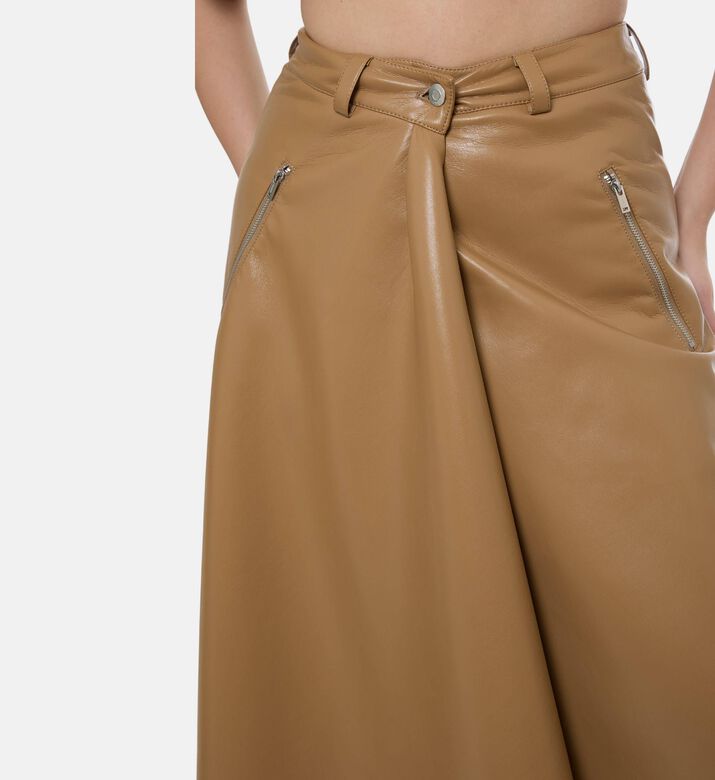 Nanushka Leather Button Closure Flared Skirt, Model View