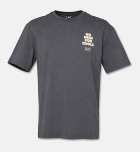 EA7 Cotton Ribbed-details T-shirt, Grey, L, Packshot View