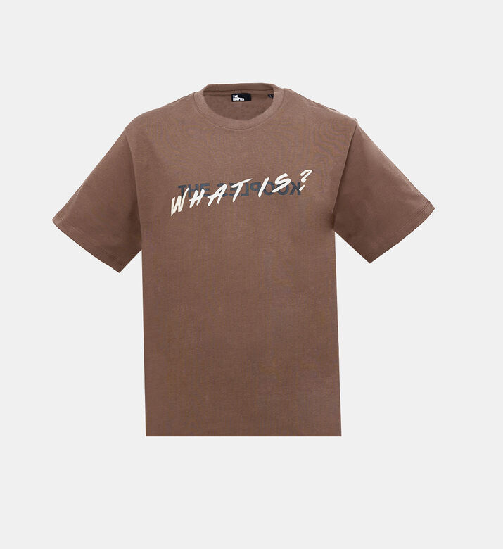 تيشيرت قطن بياقة مستديرة بطبعة وات إذ