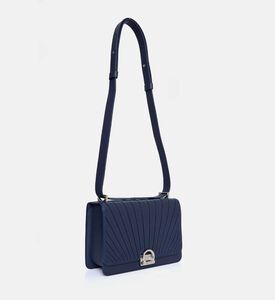 Camille Fournet Signature Calf Leather Pleated Shoulder Bag, Indigo, Packshot View