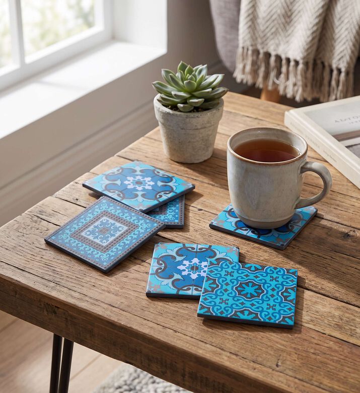 Images D'Orient Blues Combo Coasters 6-piece Set, Model View