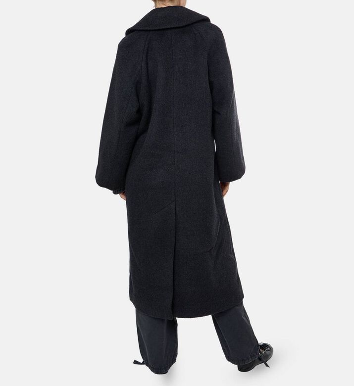 Ganni Double Face Long-sleeve Coat, Model View