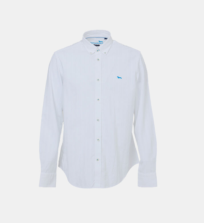 Cotton Contrasted Line Logo Shirt