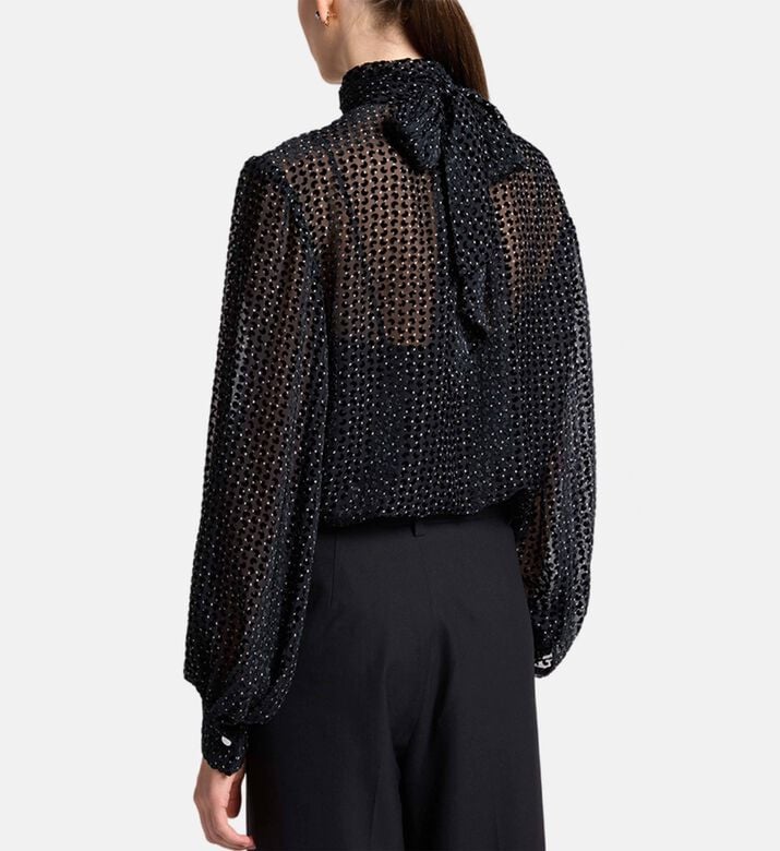 Carter and White Francesca Burnout Polka Dot Blouse, Model View