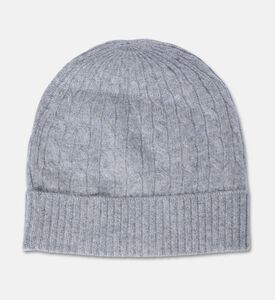 Galeries Lafayette Cable-knit Turn-up Beanie Hat, Light-grey, Fs, Packshot View