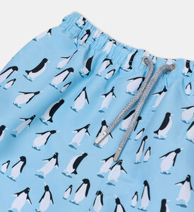 شورت سباحة بطبعة بطاريق صغيرة بلون سماوي للأولاد الصغار