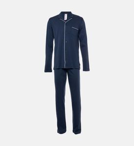 Contrast Piping Long Pajama Set