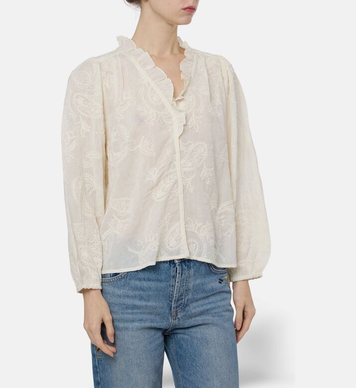 Ba and Sh Embroidered Long-sleeve Blouse, Model View