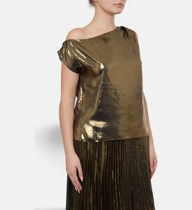 Blue For Burgundy Metallic Asymmetrical Top, Model View