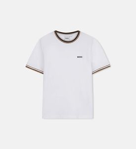 تيشيرت قصير الأكمام بتفاصيل مخططة