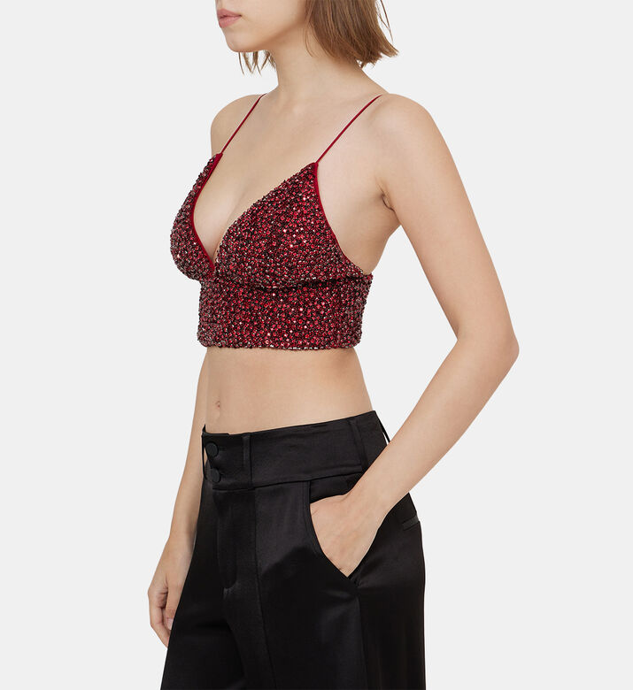 بلوزة حمالة كارلي كريستال مزينة