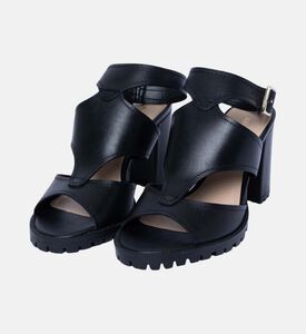 Block Heel Strip Cutout Sandals Block Heel Strip Cutout Sandals