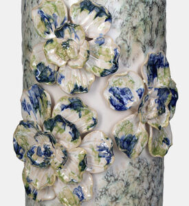 مزهرية طويلة منقوشة بأزهار 16.5×14.5× 39 سم