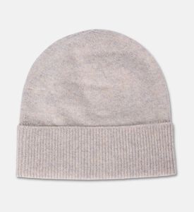 Galeries Lafayette Rib-knit Turn-up Beanie Hat, Beige, Fs, Packshot View