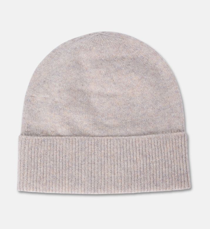 Galeries Lafayette Rib-knit Turn-up Beanie Hat, Beige, Fs, Packshot View