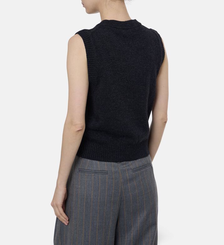 Ganni Logo-embroidery Straight Hem Vest, Model View