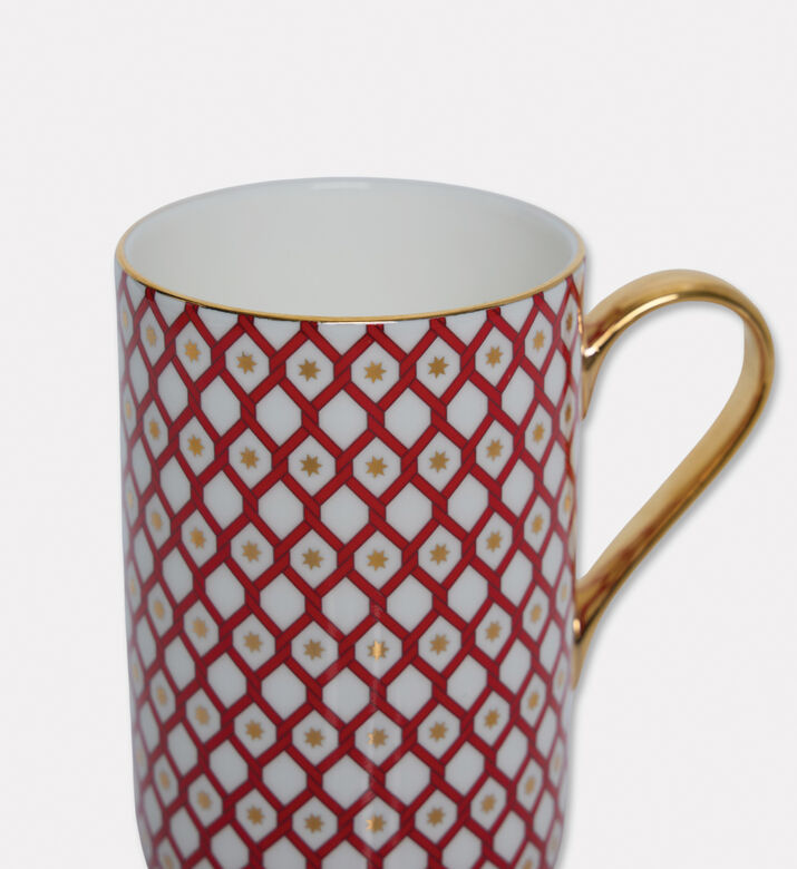 Imperial Gold Handle Red Lattice Cylindrical Mug, Packshot View