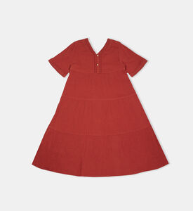 فستان قطني مجعد بطبقات للبنات