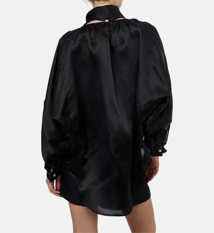 Edward Achour Paris Dramatic Bow Tie Blouse, Model View