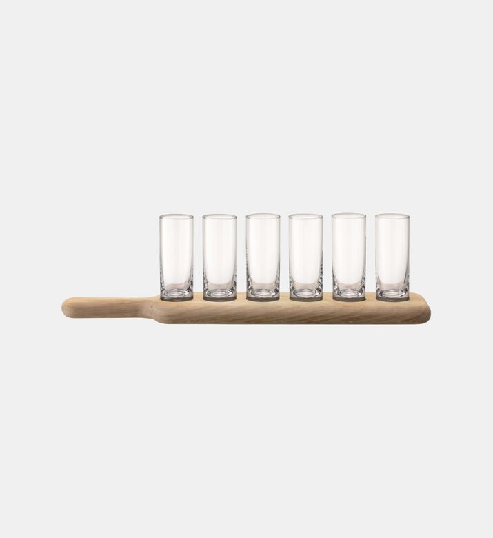 Paddle Vodka Set & Oak Paddle L40cm Clear