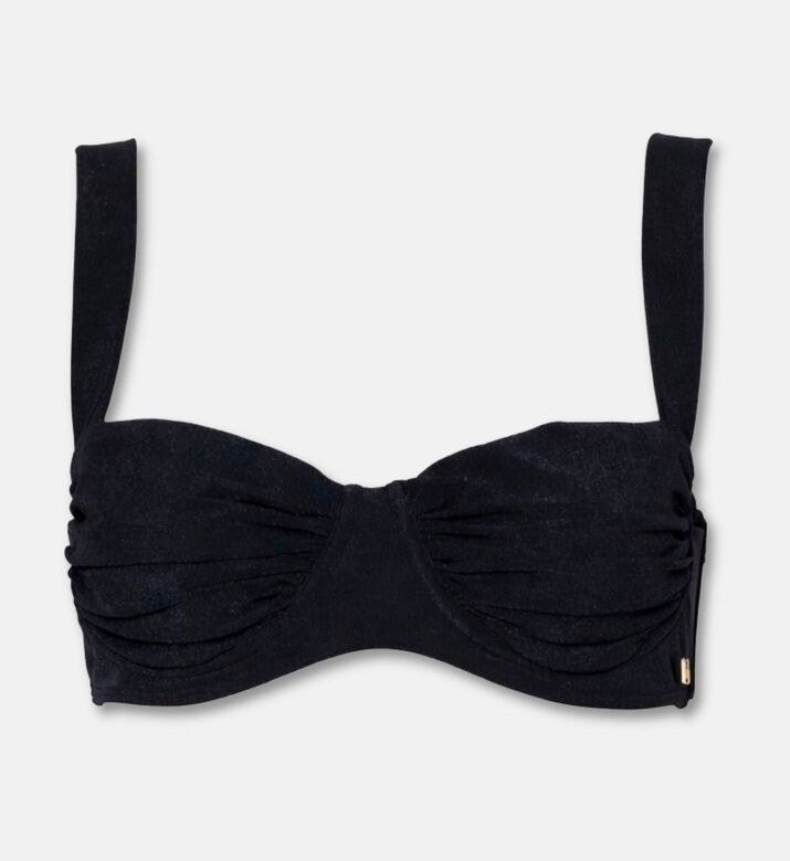 Karla Vivian Wide-band Draped Bikini Top, Black, M, Packshot View