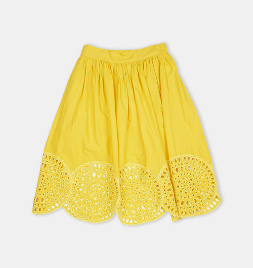 Cotton English-embroidery Midi Skirt