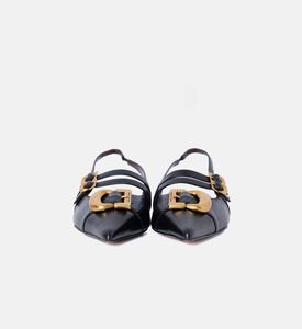 حذاء مسطح مدبب بسير خافي مفتوح جلد