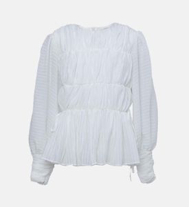 Long-sleeve Crewneck Blouse