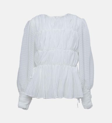 Long-sleeve Crewneck Blouse