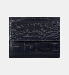 Camille Fournet Alligator Calfskin Matte Coin Purse, Blue, Packshot View