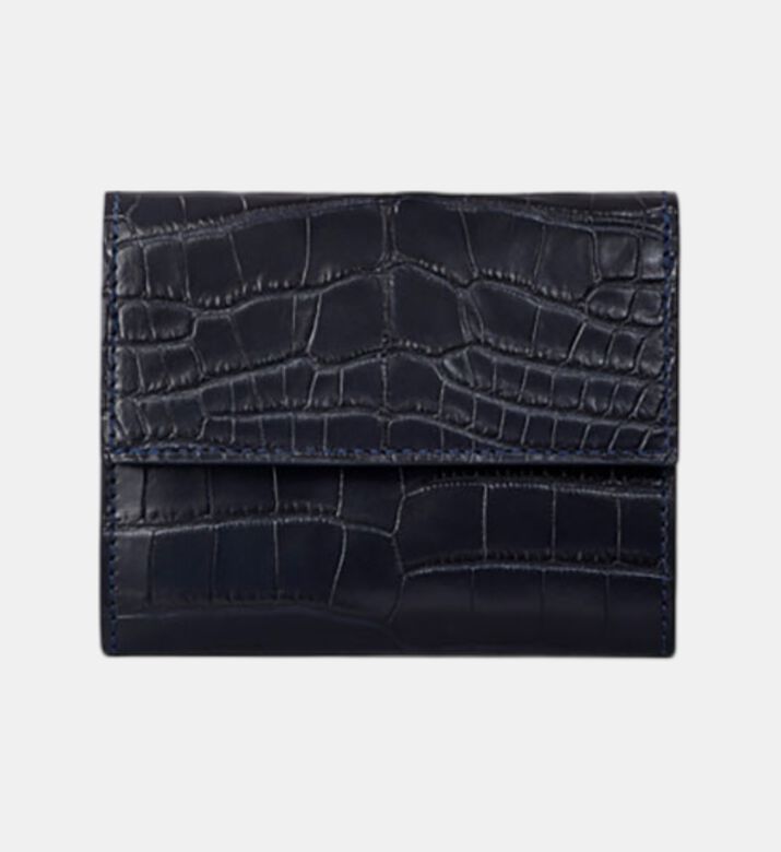 Camille Fournet Alligator Calfskin Matte Coin Purse, Blue, Packshot View