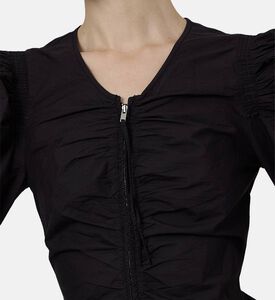 فستان بريالي بقطن مجعد قصير بسحّاب