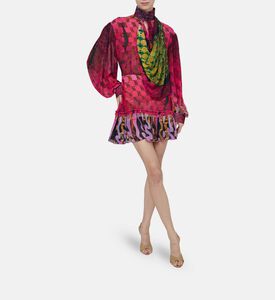 Balloon Sleeve Pleated Collar Dress