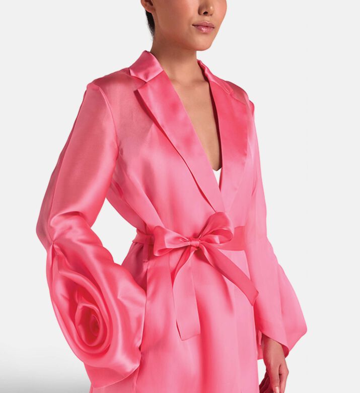 Savanna Silk Organza Summer Coat, Pink, S-m, Model View